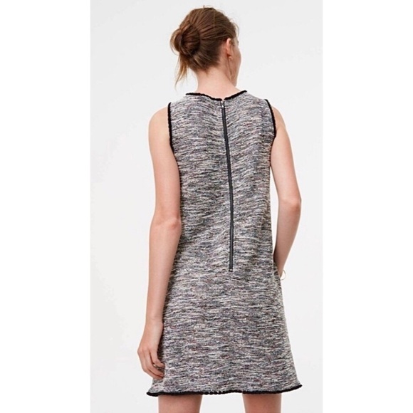 LOFT Sleeveless Tweed Boucle’ Fringed Shift Dress - Picture 3 of 16